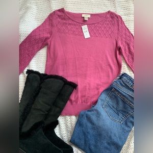 Ann Taylor Pink Crew Neck Sweater
